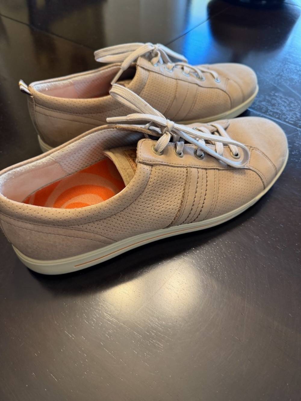 ECCO Men's Androw Beige Leather Round Toe Lace Sneakers - Size 12